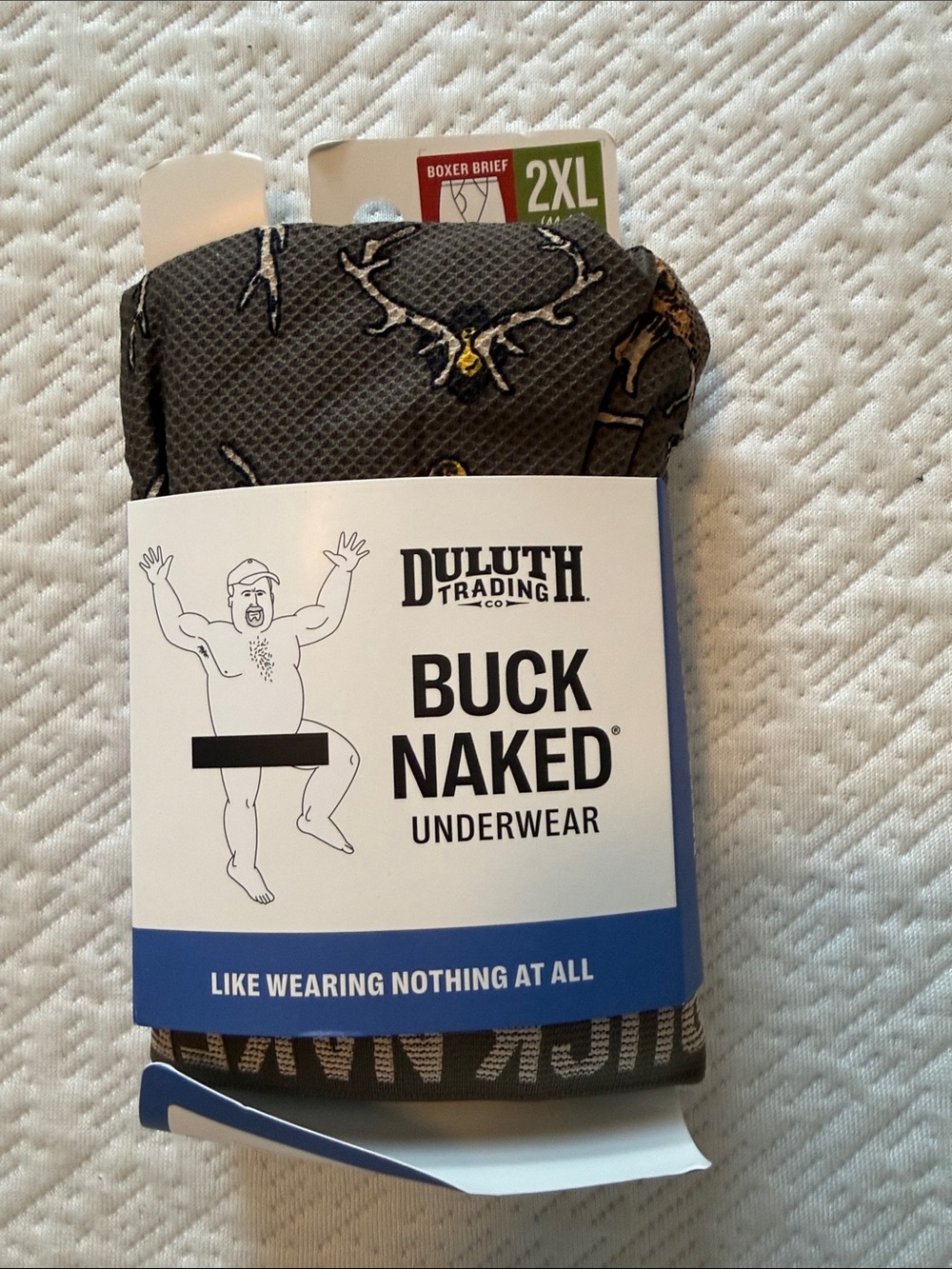 Duluth Trading Co Buck Naked Boxer Briefs — Gray with Antler Accent 2XL